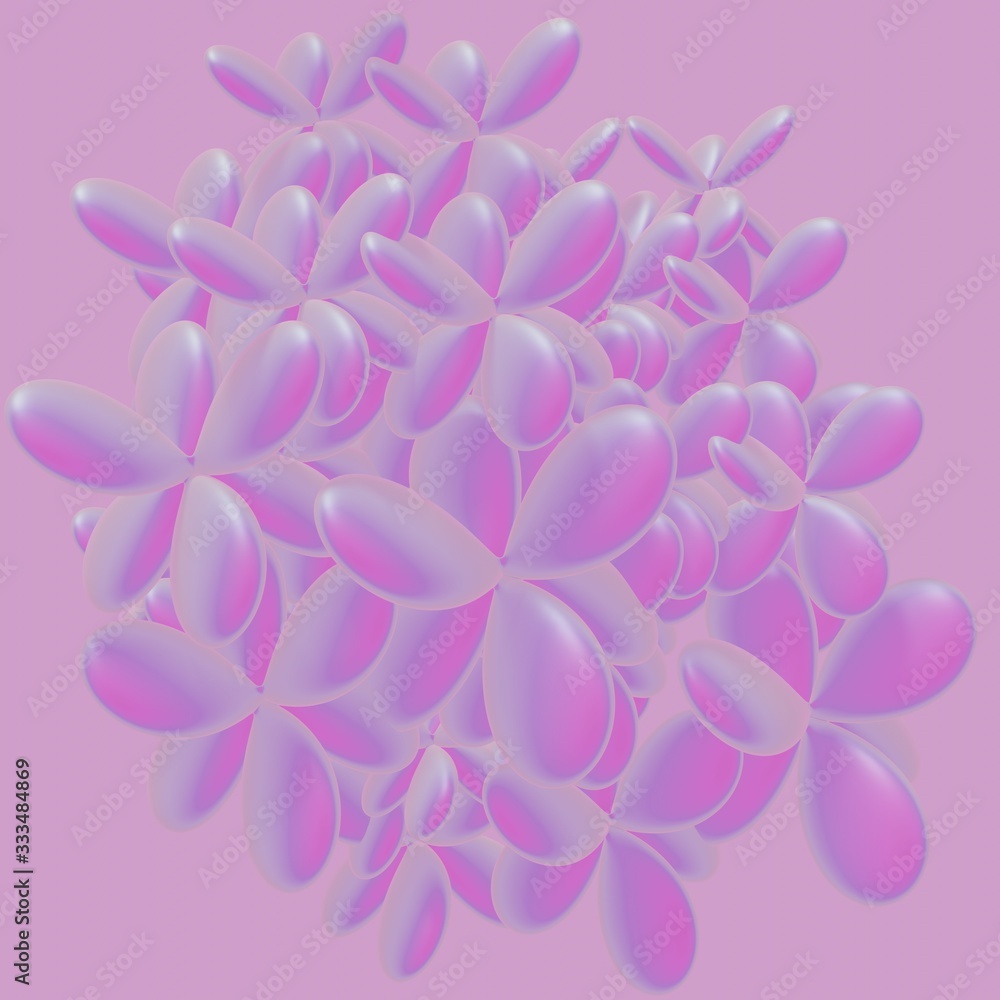 Flowers composition. Frame made of pink flowers. 3d