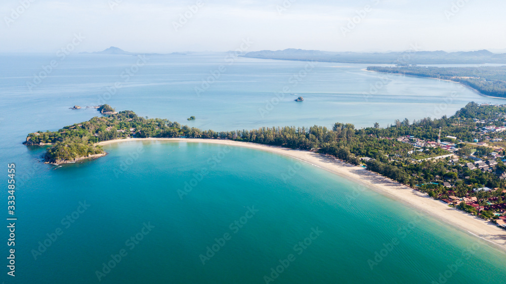 Aerial from drone, Landscape of Klong Dao Beach at Lan ta island