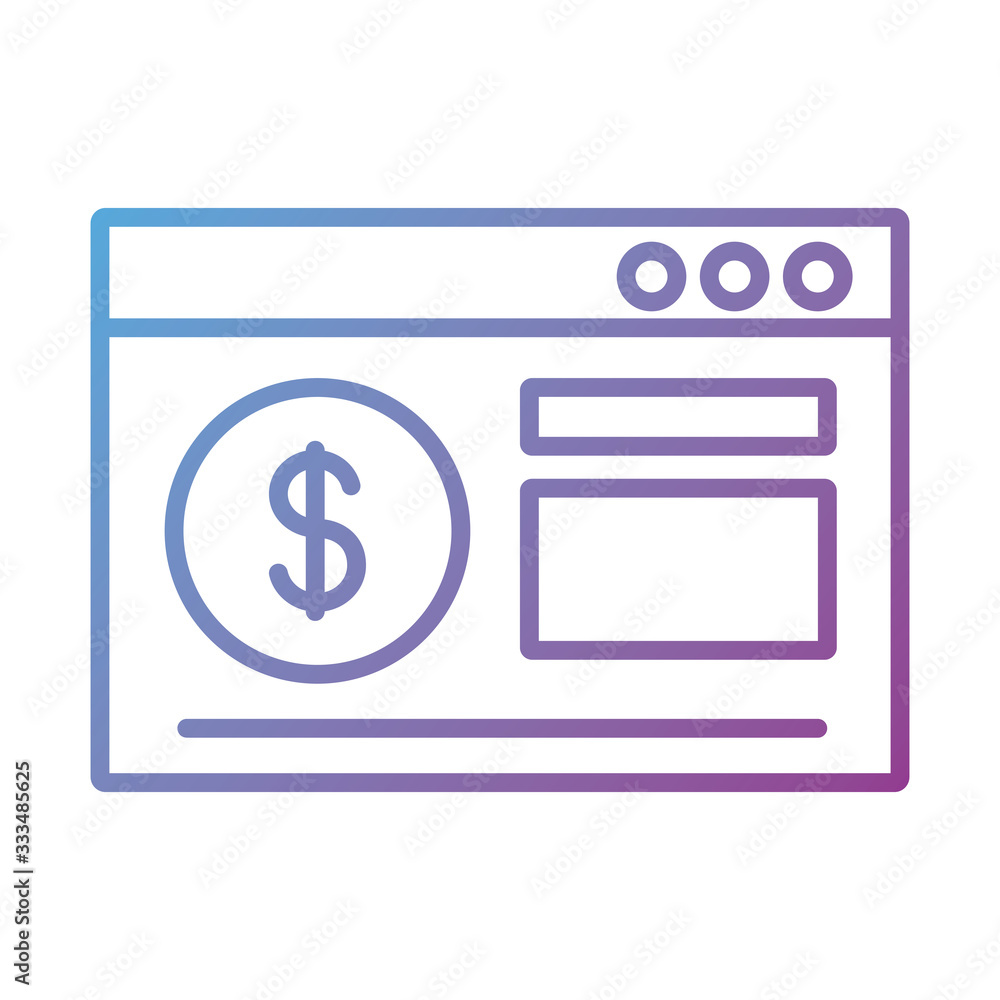 template web with coin dollar payment online line degradient style template web with coin dollar payment online line degradient style