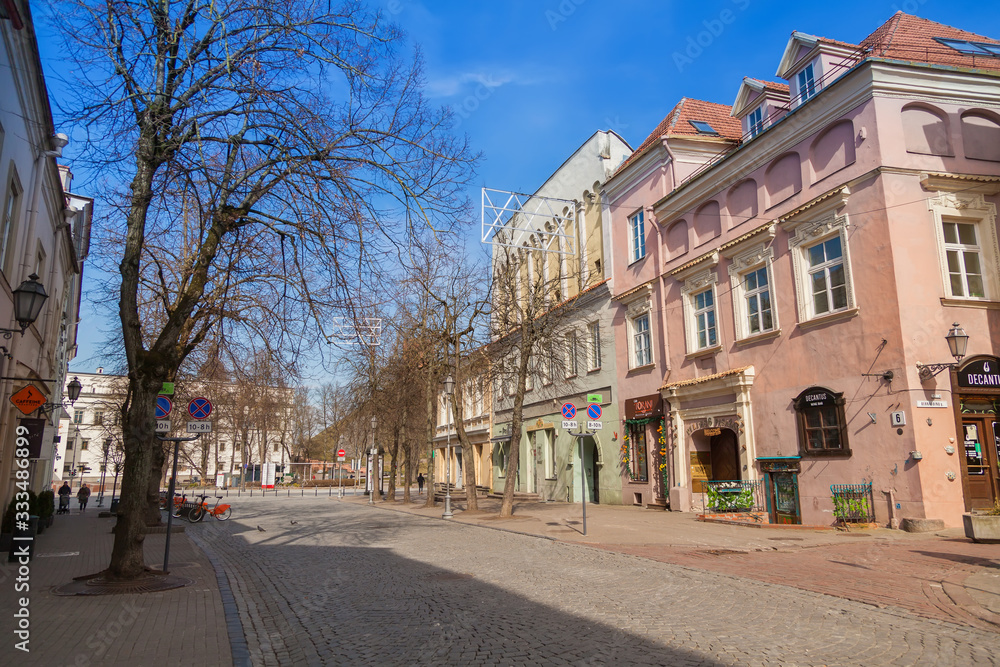 Empty street in the Old town of Vilnius