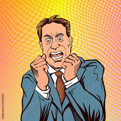 Business people are scared. Pop art retro illustration comic Style Vector.