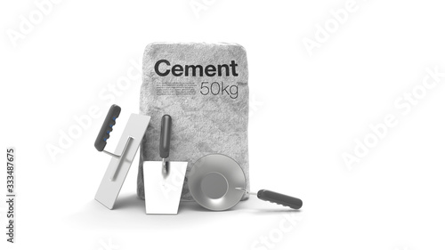 Bag of cement. Cement. 3D rendreing.
