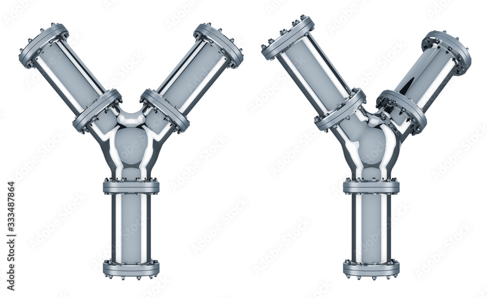 Letter Y from steel pipes, 3D rendering Letter Y from steel pipes, 3D rendering