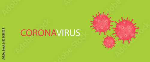 Vector banner with red hand-drawn virus cells. Prevention of Coronavirus. Global pandemic 2019-nCoV alert. Novel COVID-19 outbreak that caused epidemic of pneumonia around the world