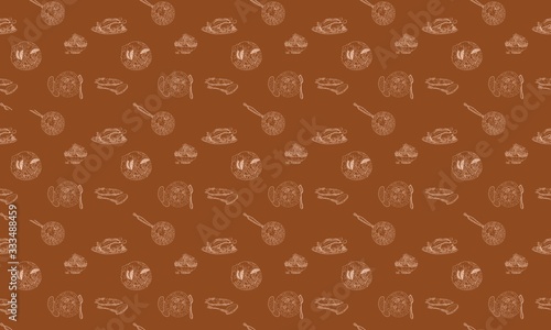 background culinary dishes brown color. sketch