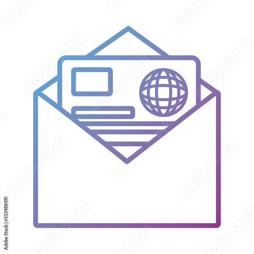 credit card in envelope payment online line degradient style