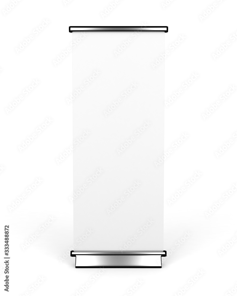 Roll up banner isolated on white, 3D rendering Roll up banner isolated on white, 3D rendering