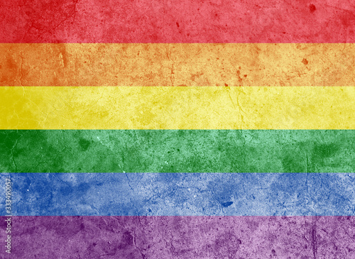 LGBT Pride Flag on a Rough Grungy Texture. Rainbow Flag. LGBT+ Prie Month.