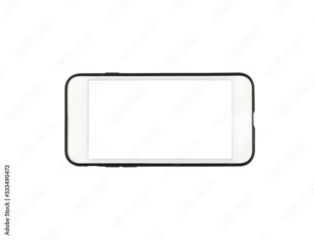 Close-up of a smartphone with a blank screen and a modern design frame - separately on a white background Close-up of a smartphone with a blank screen and a modern design frame - separately on a white background