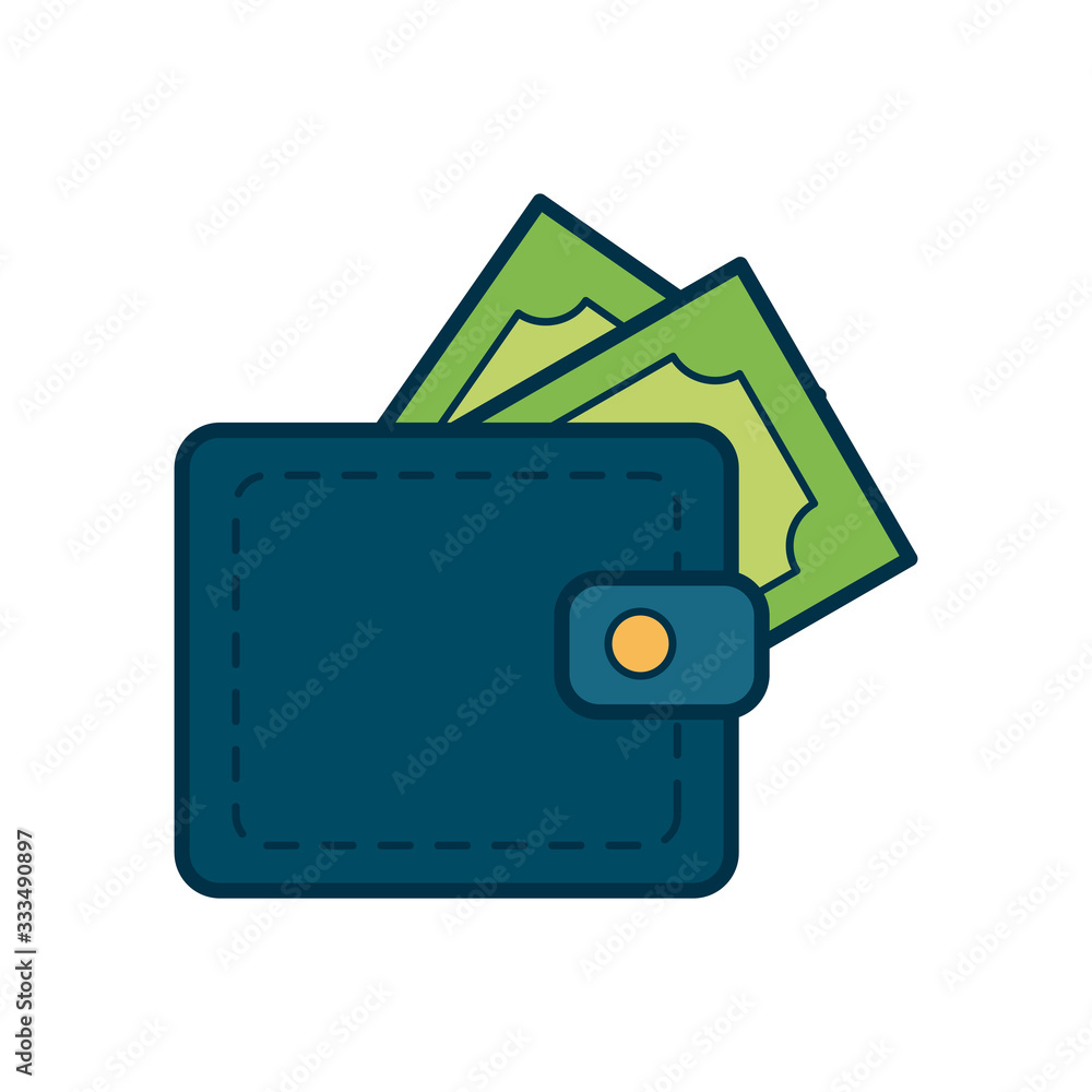 wallet with money bills icon, fill and line style wallet with money bills icon, fill and line style