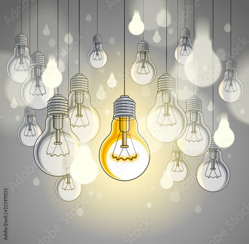 Idea concept light bulbs ve...