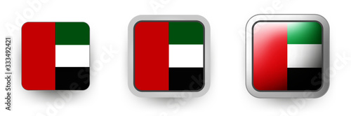 Free Download 6 United Arab Emirates vector icons button shield and gear, flat and volumetric style in flag colors green, red, black, white for flyer any holiday design or poster - GFXLoad