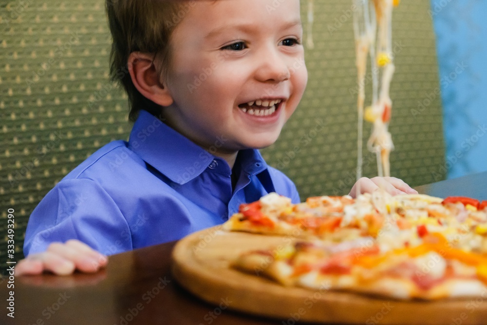 Hungry child eat slice pizza, meal.Hungry child eat slice pizza, meal. Hungry child eat slice pizza, meal.Hungry child eat slice pizza, meal.