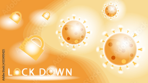 lockdown with padlock and virus