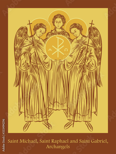 Saint Michael, Saint Raphael and Saint Gabriel, Archangels Fototapete
