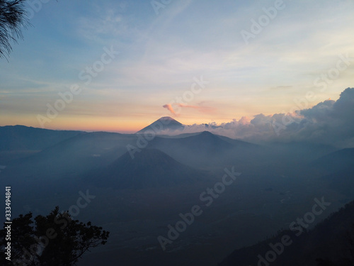 Beautiful sunrise at Mount Bromo view point