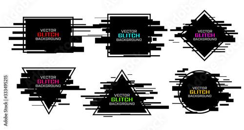 Glitch vector frame. Symbol of cyberpunk, hacker attack. Modern design, technological error. Texture and effect for your design.