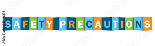 SAFETY PRECAUTIONS colorful vector typography banner