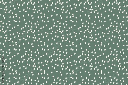 Simple seamless green dot Memphis pattern. Modern minimalistic dotted pattern. Green and white design for print and web. Earthy colour texture.