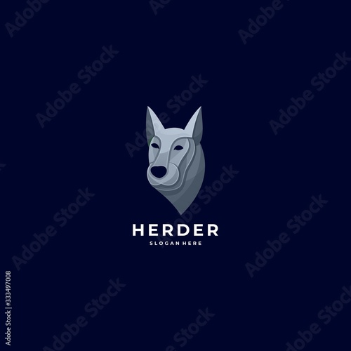 Vector Logo Illustration Herder Head Colorful Style.