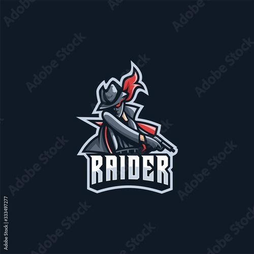 Vector Logo Illustration Raider E Sport and Sport Style.