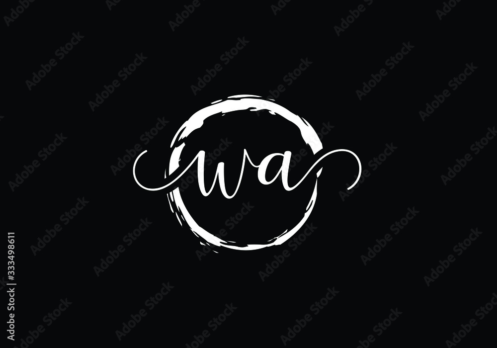 Obraz premium Elegant Brushstroke Circle Logo with Initial Letters W A Modern Branding Design for Company Identity
