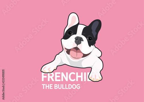 Cute French Bulldog is sitting in front of you. Frenchie The Bulldog collection suitable for your creative works, you can make this to your logo, symbol, design element with doggy style lover.