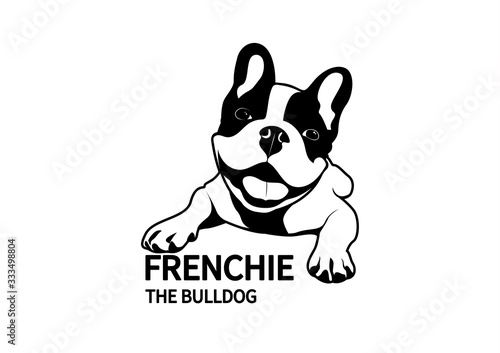Cute French Bulldog is sitting in front of you. Frenchie The Bulldog collection suitable for your creative works, you can make this to your logo, symbol, design element with doggy style lover.