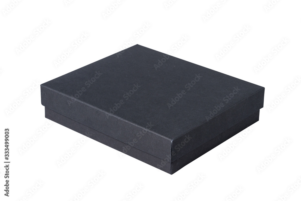 Black carton gift box with cover, isolated Black carton gift box with cover, isolated