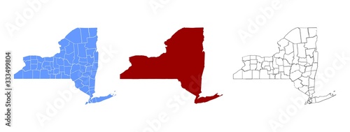 New York Administrative Map - Blank map of New York State With Border Boundaries Editable Vector EPS