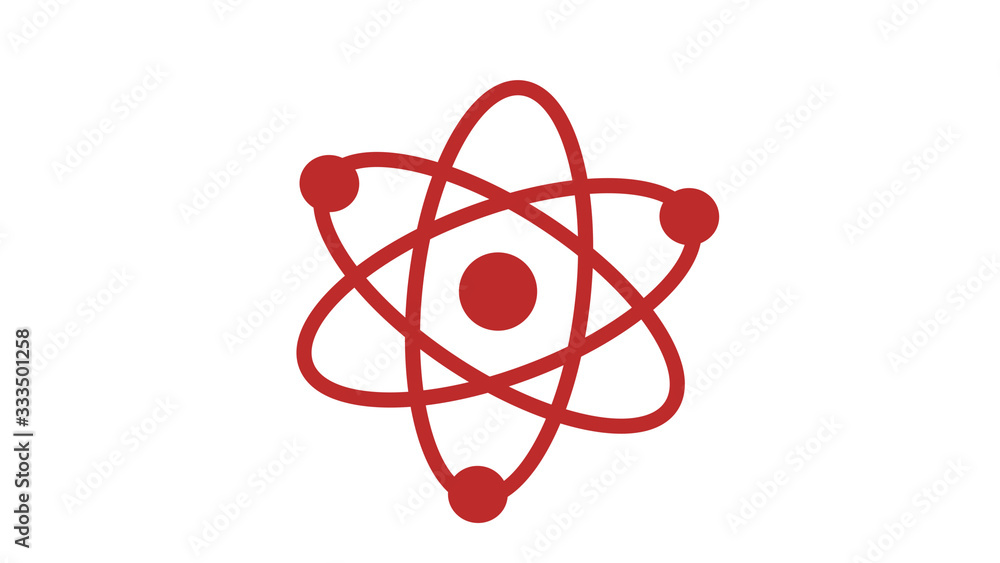 Red atom icon on white background,Atom icon Red atom icon on white background,Atom icon