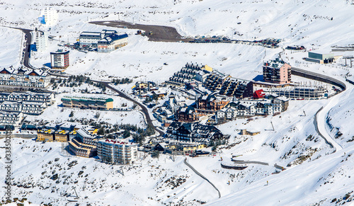 SIERRA NEVADA, SPAIN - FEBRUARY 10: The ski resort of Sierra Nevada is one of the best in Spain for winter sports. photo