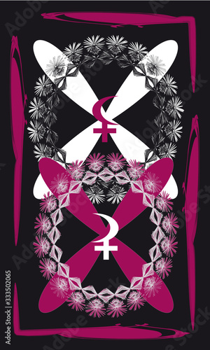 Tarot cards - back design.  Selena and Lilith