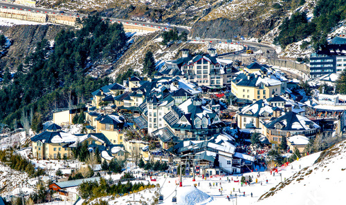 SIERRA NEVADA, SPAIN - FEBRUARY 10: The ski resort of Sierra Nevada is one of the best in Spain for winter sports.