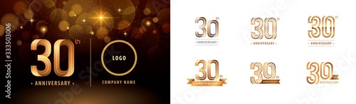 Set of 30th Anniversary logotype design, Thirty years Celebrate Anniversary Logo