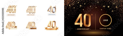 Set of 40th Anniversary logotype design, Forty years Celebrate Anniversary Logo