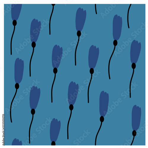 Seamless pattern with blu flowers