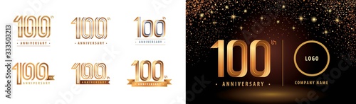Set of 100th Anniversary logotype design, Hundred years Celebrate Anniversary Logo