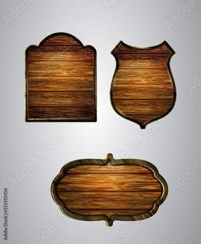 Vector realistic illustration of wooden signboard