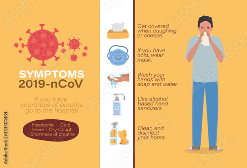 Avatar man symptoms 2019 ncov virus vector design