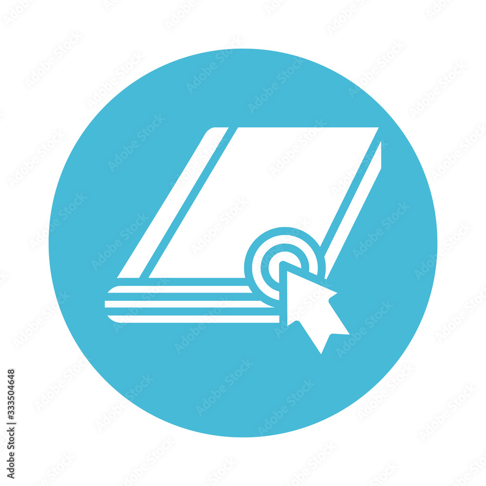 electronic book with mouse arrow education online block style electronic book with mouse arrow education online block style