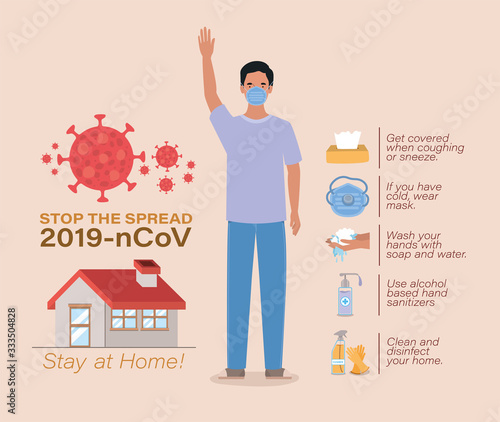 Avatar man stop of spread 2019 ncov virus vector design