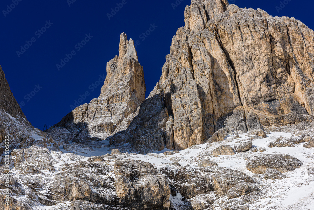 Dolomiti, Torri del Vajolet, Ciampedie, Vigo di Fassa, Trentino, Italia