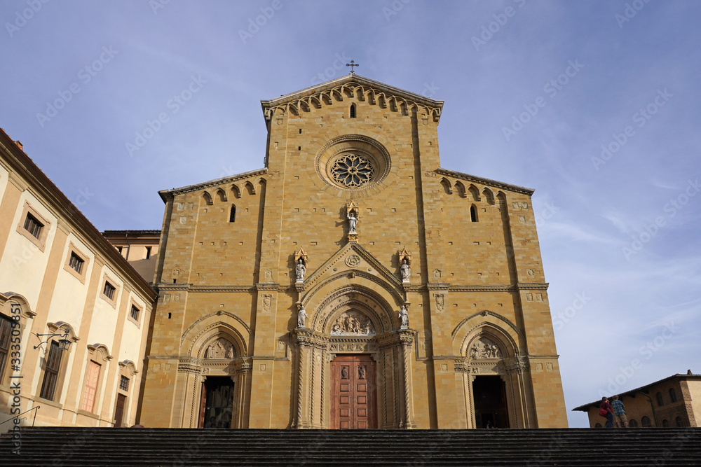 Europe, Italy , Tuscany march 2020 , The Cathedral of Saints Pietro and Donato is the main Catholic place of worship in the city of Arezzo , Maremma Toscana