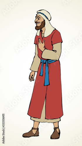 Jewish man in old clothes. Vector drawing