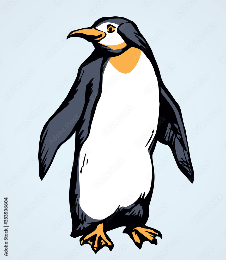 Fototapeta premium Penguin on the ice. Vector drawing