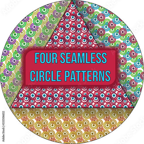 4  seamless circle rings pattern sticker with transparent background