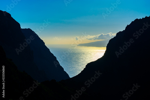 Difficult accessible hidden in mountains and ravines small scenery village Masca, Tenerife, Canary islands, Spain