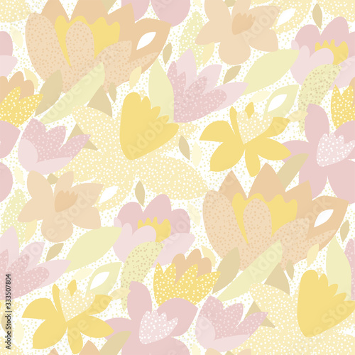 Tulip and daffodil flowers seamless pattern