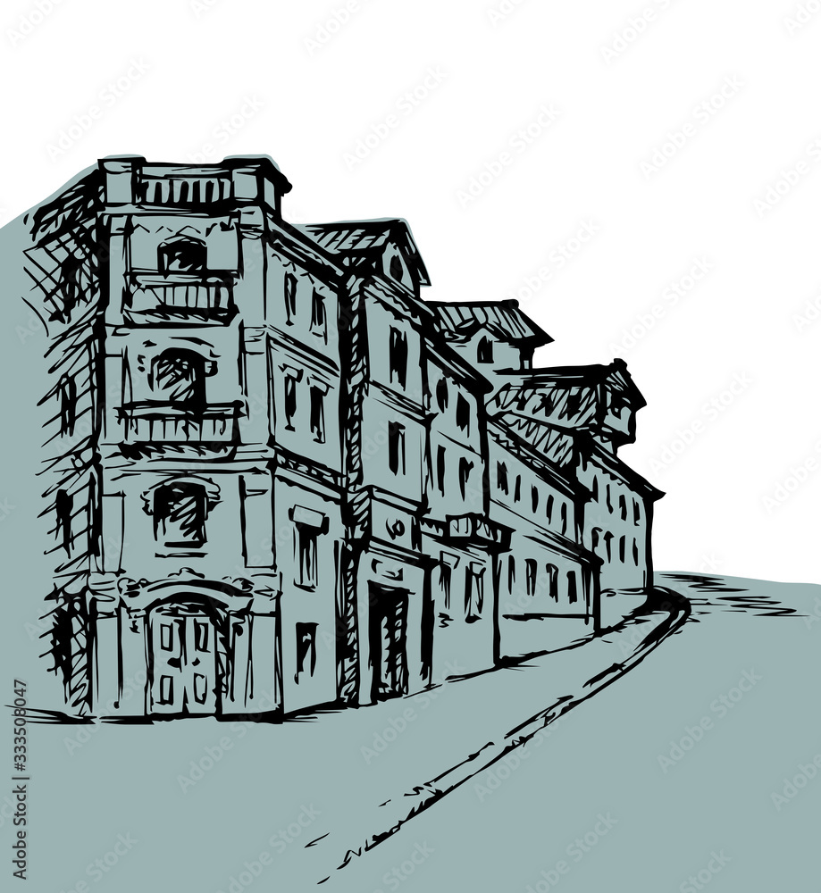 Vector sketch of the old street
